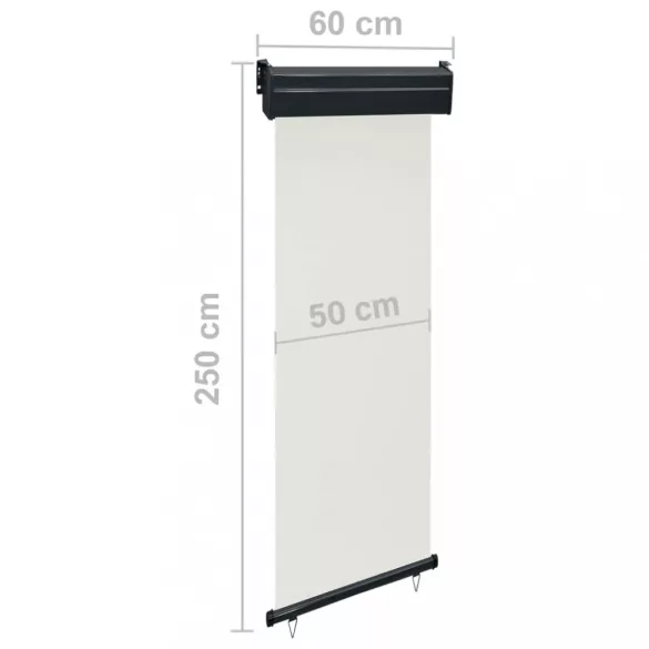 krémszínű oldalsó terasznapellenző 65 x 250 cm