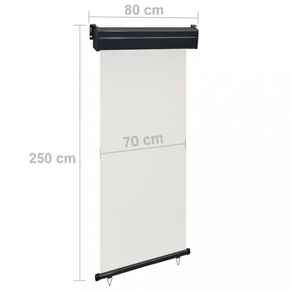 krémszínű oldalsó terasznapellenző 85 x 250 cm