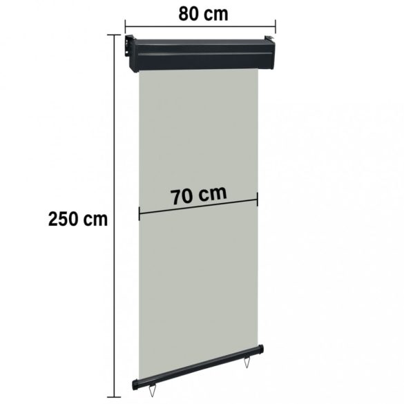 szürke oldalsó terasznapellenző 85 x 250 cm