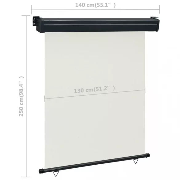 krémszínű oldalsó terasznapellenző 145 x 250 cm