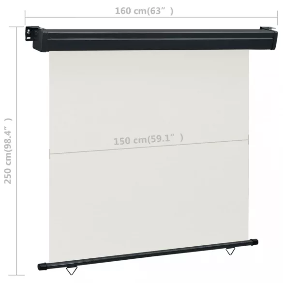 krémszínű oldalsó terasznapellenző 165 x 250 cm