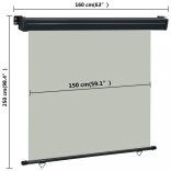 szürke oldalsó terasznapellenző 165 x 250 cm