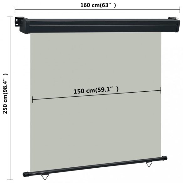szürke oldalsó terasznapellenző 165 x 250 cm