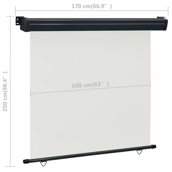 krémszínű oldalsó terasznapellenző 175 x 250 cm