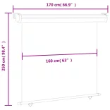 kék oldalsó terasznapellenző 175 x 250 cm