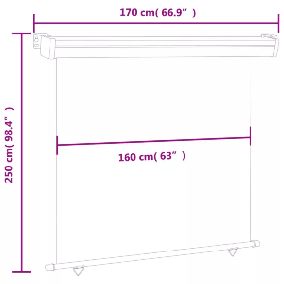 kék oldalsó terasznapellenző 175 x 250 cm