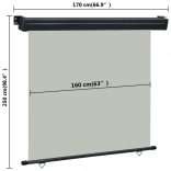 szürke oldalsó terasznapellenző 175 x 250 cm