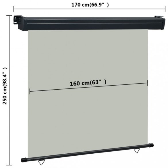 szürke oldalsó terasznapellenző 175 x 250 cm