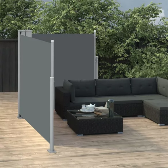 antracitszürke behúzható oldalsó napellenző 120 x 600 cm