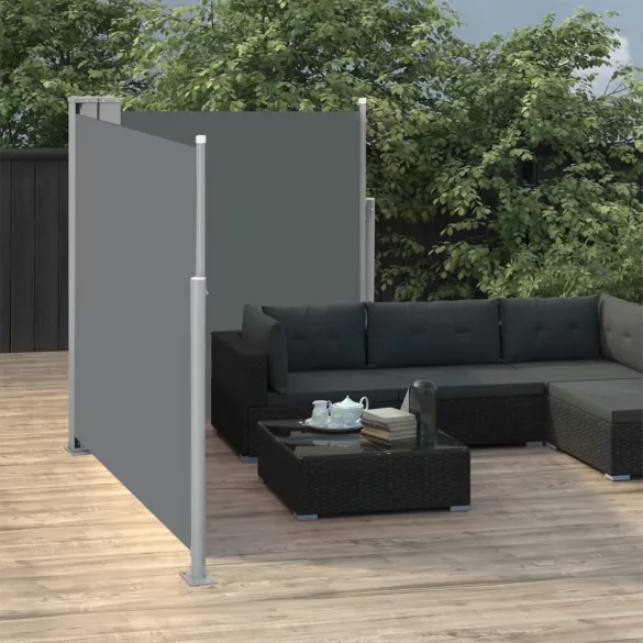 antracitszürke behúzható oldalsó napellenző 140 x 600 cm