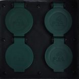 szürke poligyanta vízálló kerti 4 foglalatos aljzat