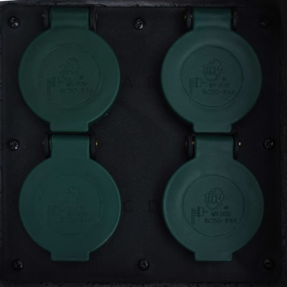 szürke poligyanta vízálló kerti 4 foglalatos aljzat