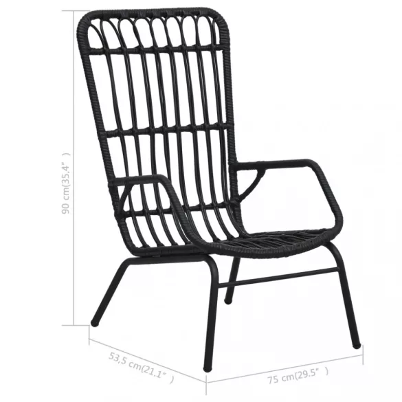 fekete polyrattan kerti szék
