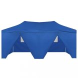 kék acél összecsukható rendezvénysátor 4 oldalfallal 3 x 6 m