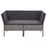 8-részes szürke polyrattan kerti ülőgarnitúra párnákkal