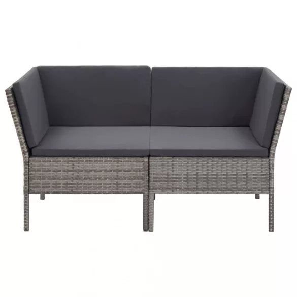 8-részes szürke polyrattan kerti ülőgarnitúra párnákkal