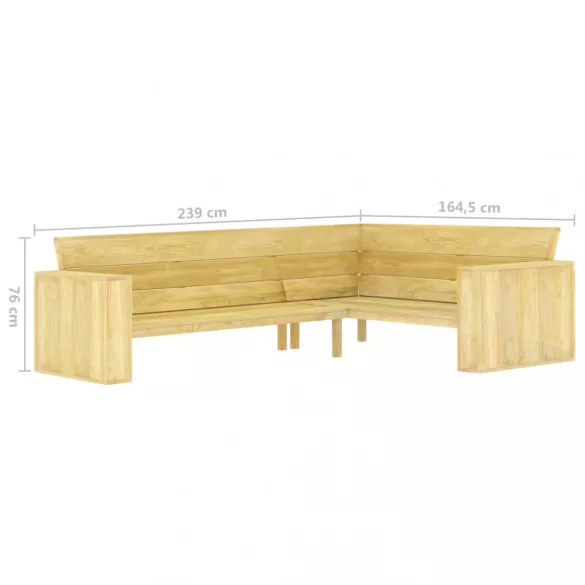 impregnált fenyőfa kerti sarokpad 239 cm
