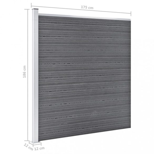 szürke WPC kerítéspanel 175 x 186 cm