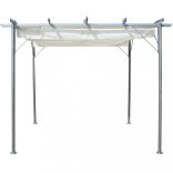 fehér-krémszínű acélpergola behúzható tetővel 3 x 3 m