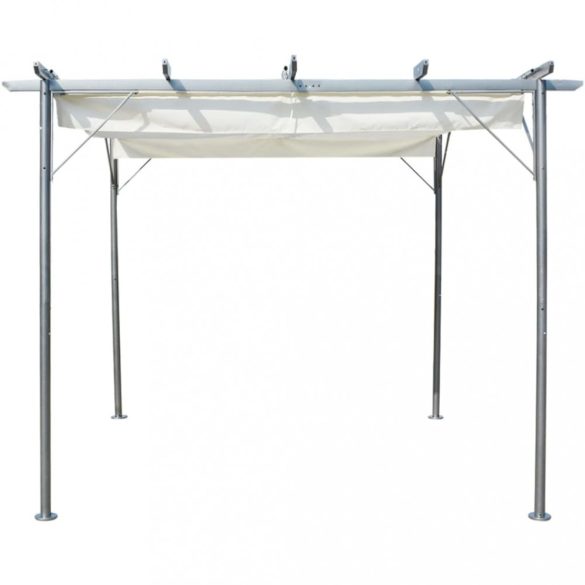 fehér-krémszínű acélpergola behúzható tetővel 3 x 3 m