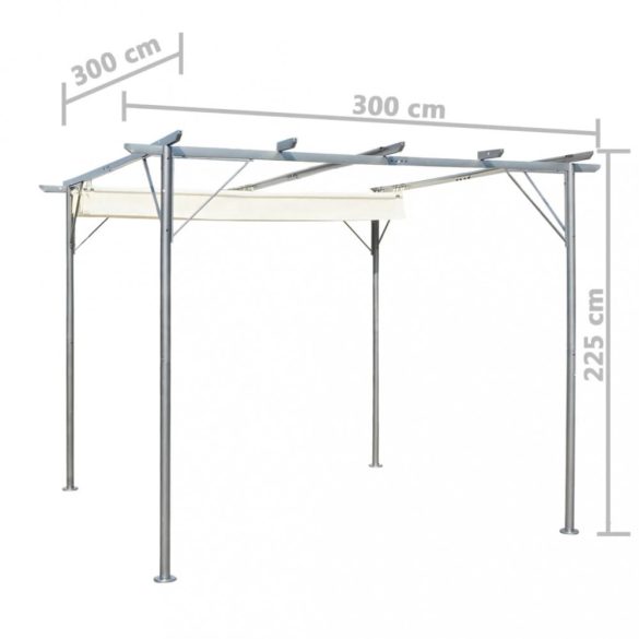 fehér-krémszínű acélpergola behúzható tetővel 3 x 3 m