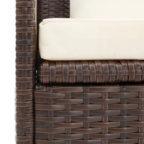 barna polyrattan kerti ágy hát- és ülőpárnákkal