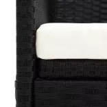 fekete polyrattan kerti kanapé napellenzővel