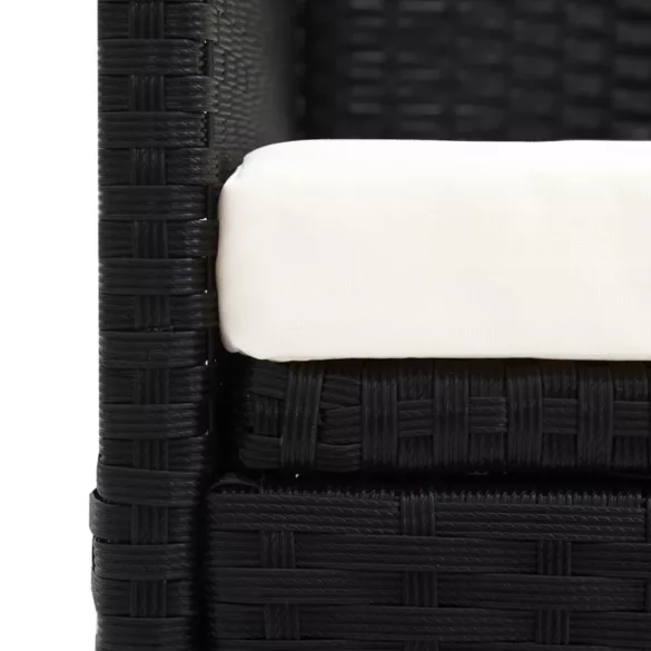 fekete polyrattan kerti kanapé napellenzővel