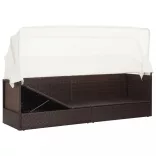 barna polyrattan kerti kanapé napellenzővel