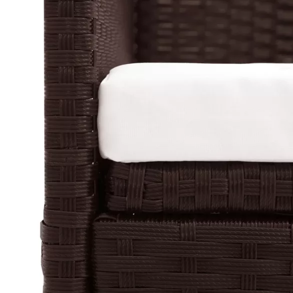barna polyrattan kerti kanapé napellenzővel