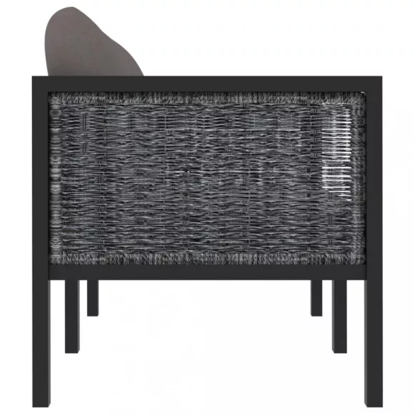 kétszemélyes antracitszürke polyrattan kanapé párnákkal