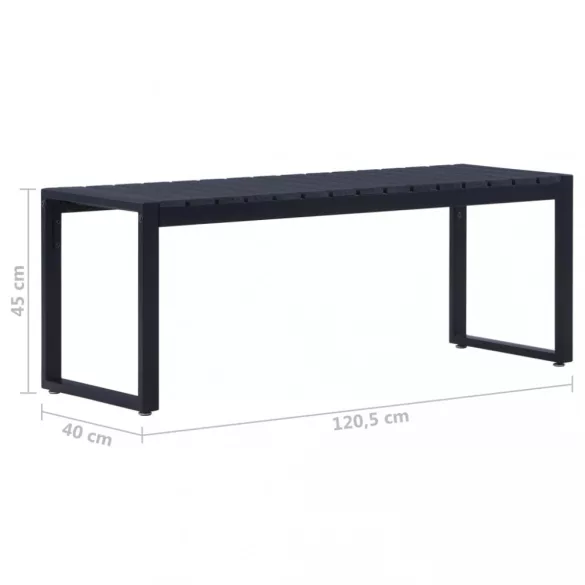 fekete polisztirol lemez kerti pad 120,5 cm