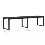 fekete polisztirol lemez kerti pad 180 cm