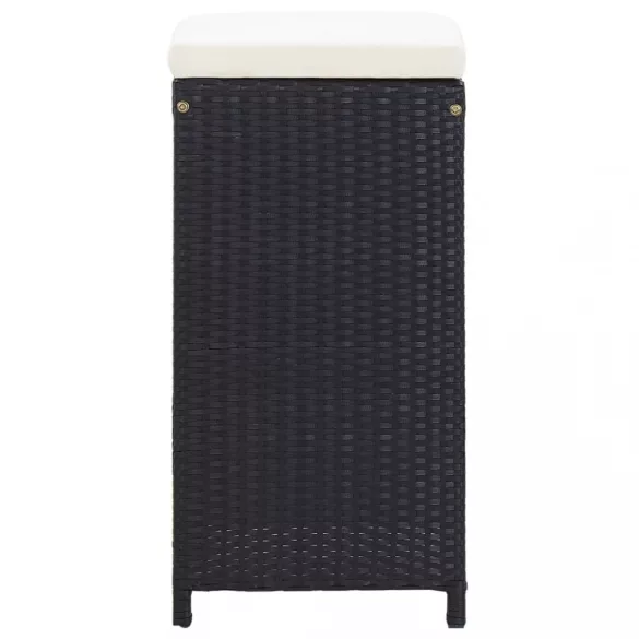 7 részes fekete polyrattan kerti bárszett párnákkal