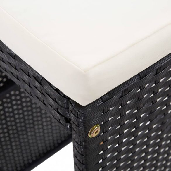 9-részes fekete kültéri polyrattan bárszett