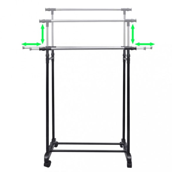 Ruházat Állvány Állítható Vállfa 4 Függő 2 Sín Görgők