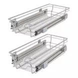 2 db ezüstszínű kihúzható drótkosár 300 mm