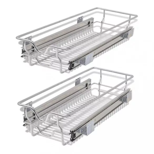 2 db ezüstszínű kihúzható drótkosár 300 mm
