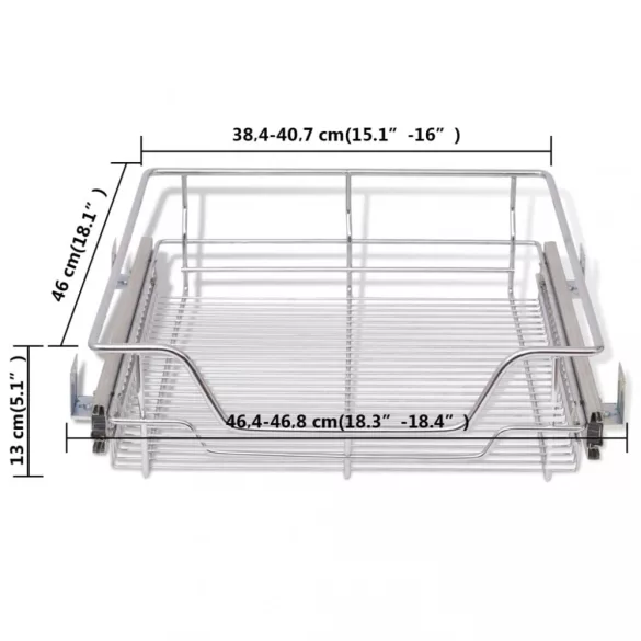 2 db ezüstszínű kihúzható drótkosár 500 mm