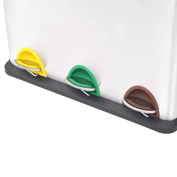 rozsdamentes acél lábpedálos szelektív szemeteskuka 24 L