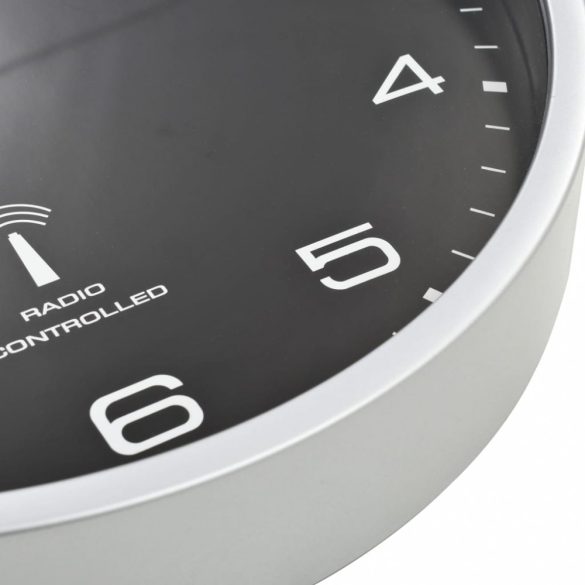 fekete színű rádióvezérelt falióra kvarcszerkezettel 31 cm