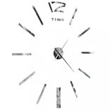 modern küllemű ezüstszínű 3D falióra, 100 cm XXL méret