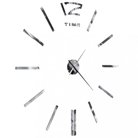 modern küllemű ezüstszínű 3D falióra, 100 cm XXL méret