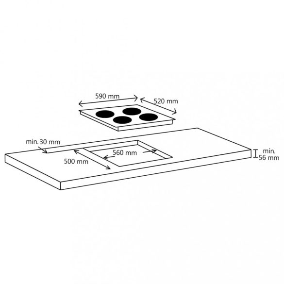 4 égős indukciós főzőlap érintésérzékeny vezérlőpanellel 7000 W