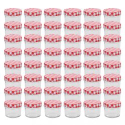 48 db 110 ml-es befőttesüveg piros-fehér tetővel