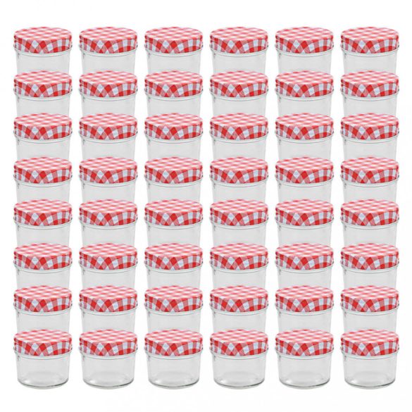 48 db 110 ml-es befőttesüveg piros-fehér tetővel