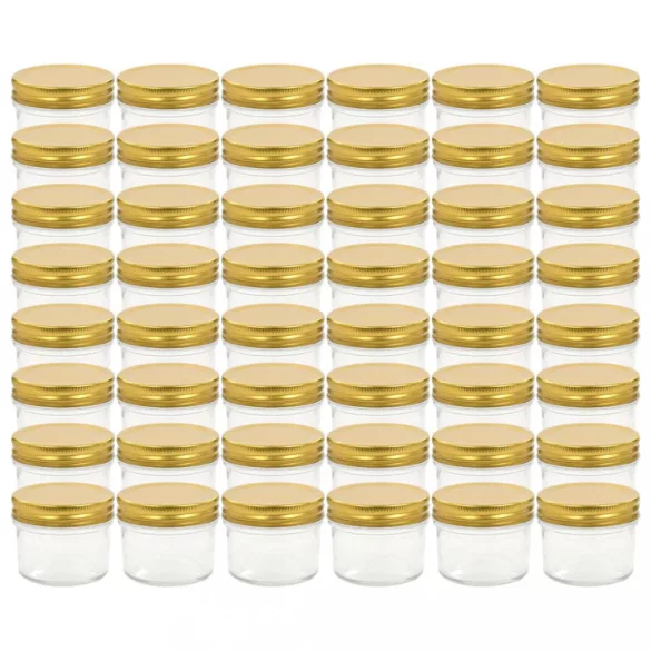 48 db 110 ml-es befőttesüveg aranyszínű tetővel