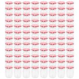 96 db 230 ml-es befőttesüveg piros-fehér tetővel