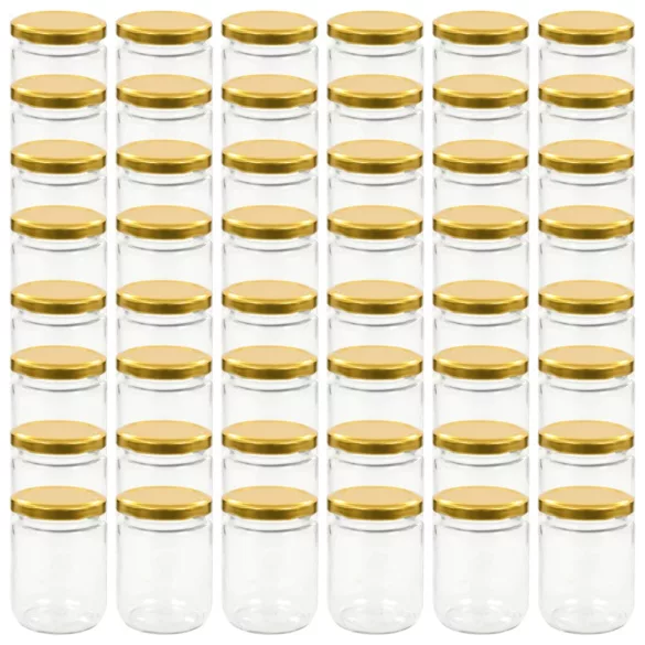 48 db 230 ml-es befőttesüveg aranyszínű tetővel