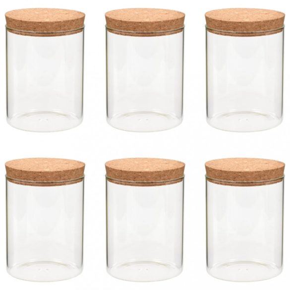 6 db üvegedény parafa fedéllel 650 ml